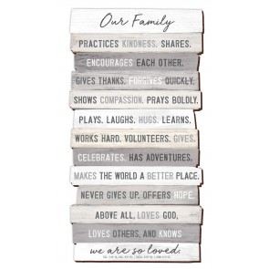 Placa din MDF – Our Family Practices Kindness – mare