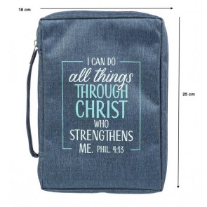 Husă Biblie din material textil - I can do all things through Christ - format M