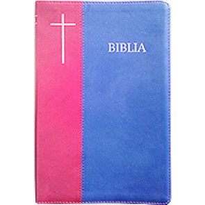 Biblia [coperta PVC moale, bleumarin/visiniu, margini argintate] SBIR