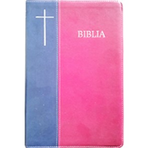 Biblia [coperta PVC moale, visiniu/bleumarin, margini argintate, index, fermoar] SBIR
