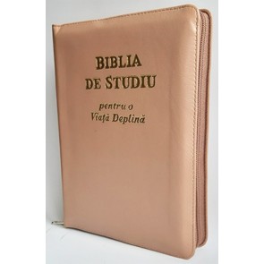 Biblia de studiu pentru o  viață deplină [ediție de lux, coperta piele, capucino, cu fermoar, aurie, index de căutare]